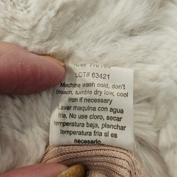 Poof New York bodysuit beige twist knot front long sleeve ribbed snaps Large - Picture 11 of 15